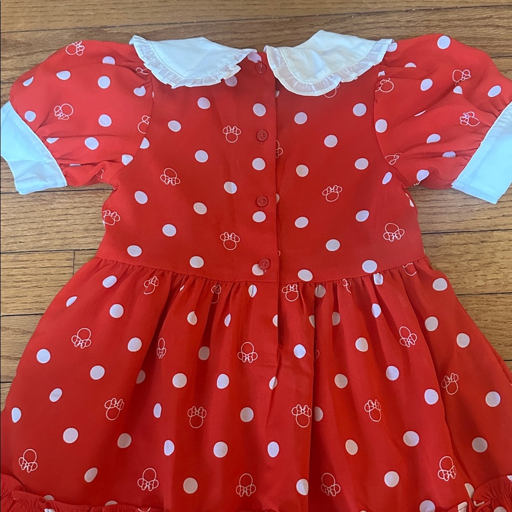 Janie and Jack Red Polka Dot Minnie Mouse Dress with White Collar - Picture 5 of 6